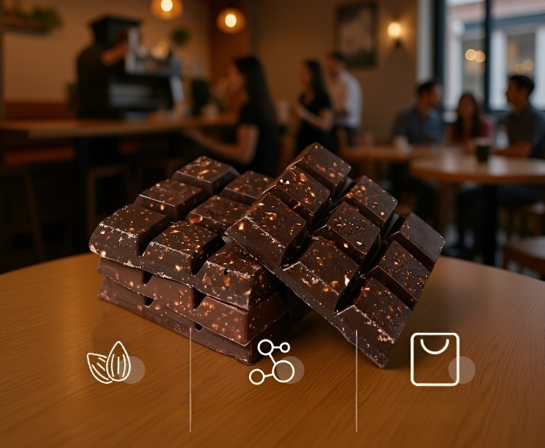 香ばしいナッツが入ったチョコレート菓子