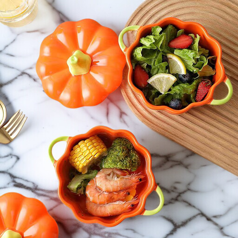 両耳蓋付き家庭用陶磁器スープボウル