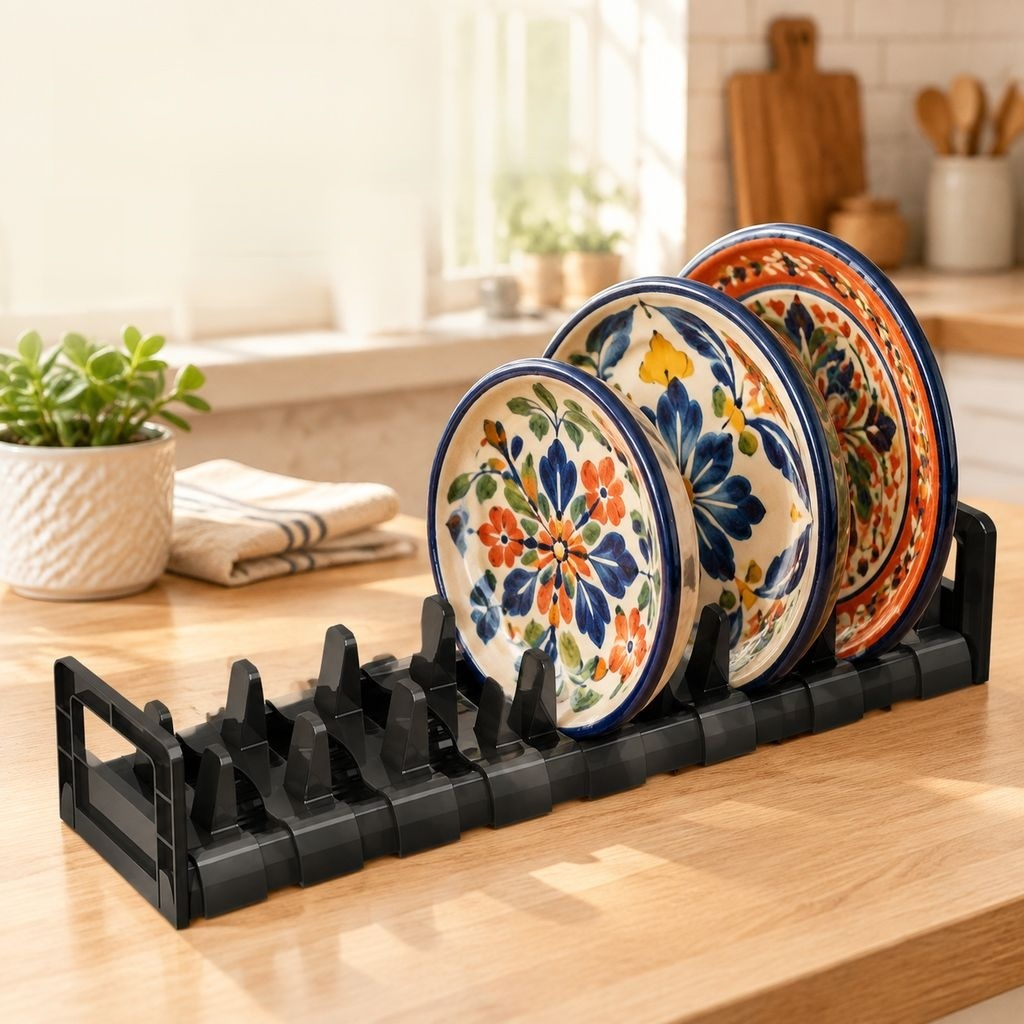 Organizador y escurridor de platos para gabinete, diseño compacto