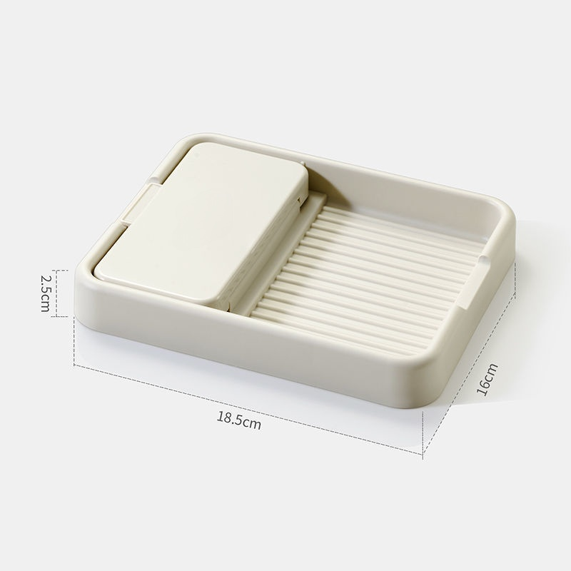 Compact kitchen countertop organizer holding dishes and kitchen essentials