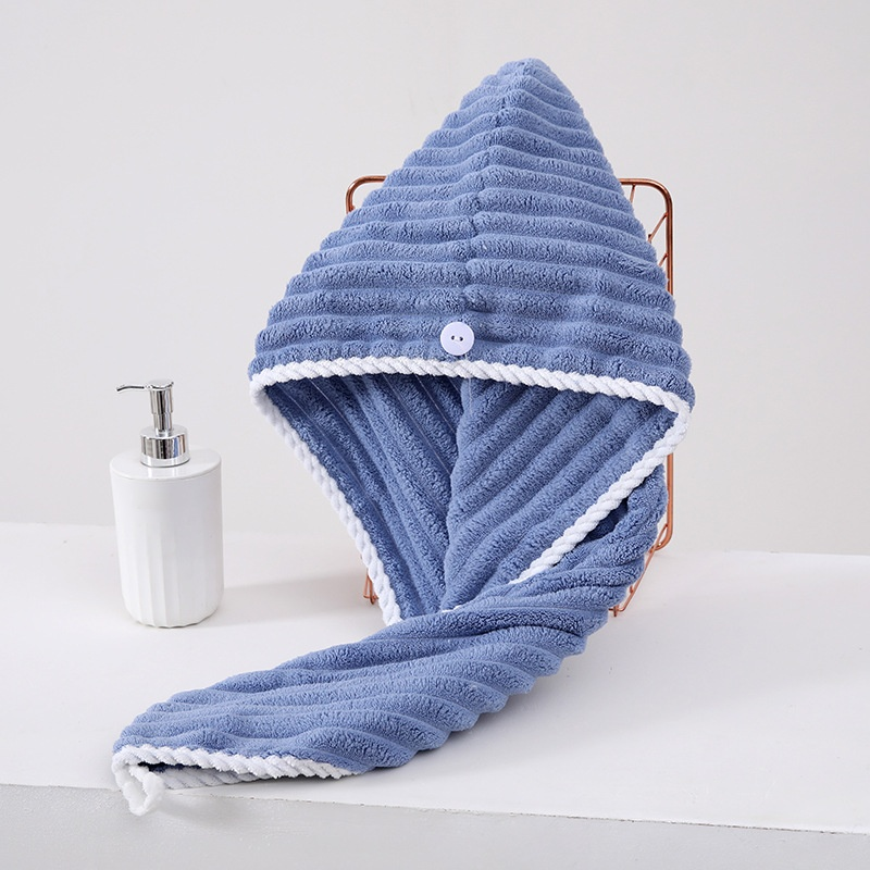 Ladies’ Thick Coral Fleece Absorbent Quick-Drying Hair Drying Cap