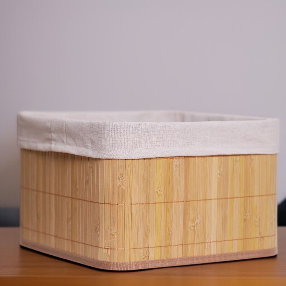 접이식 사각형 대나무 직조 수납 바구니