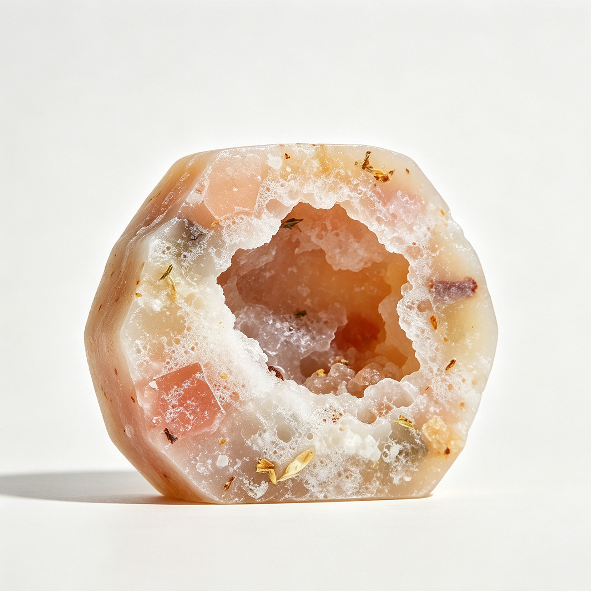 Artisan floral nest soap with gemstone appearance