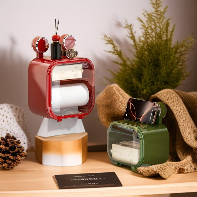 벽걸이 빨판 티슈케이스 비주얼 방수 휴지케이스 수납케이스 화장실 티슈수납케이스