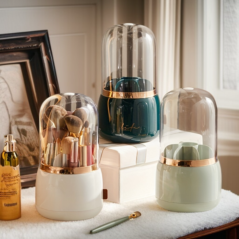 360도 회전 방진 뚜껑 메이크업 브러시 정리대 데스크톱