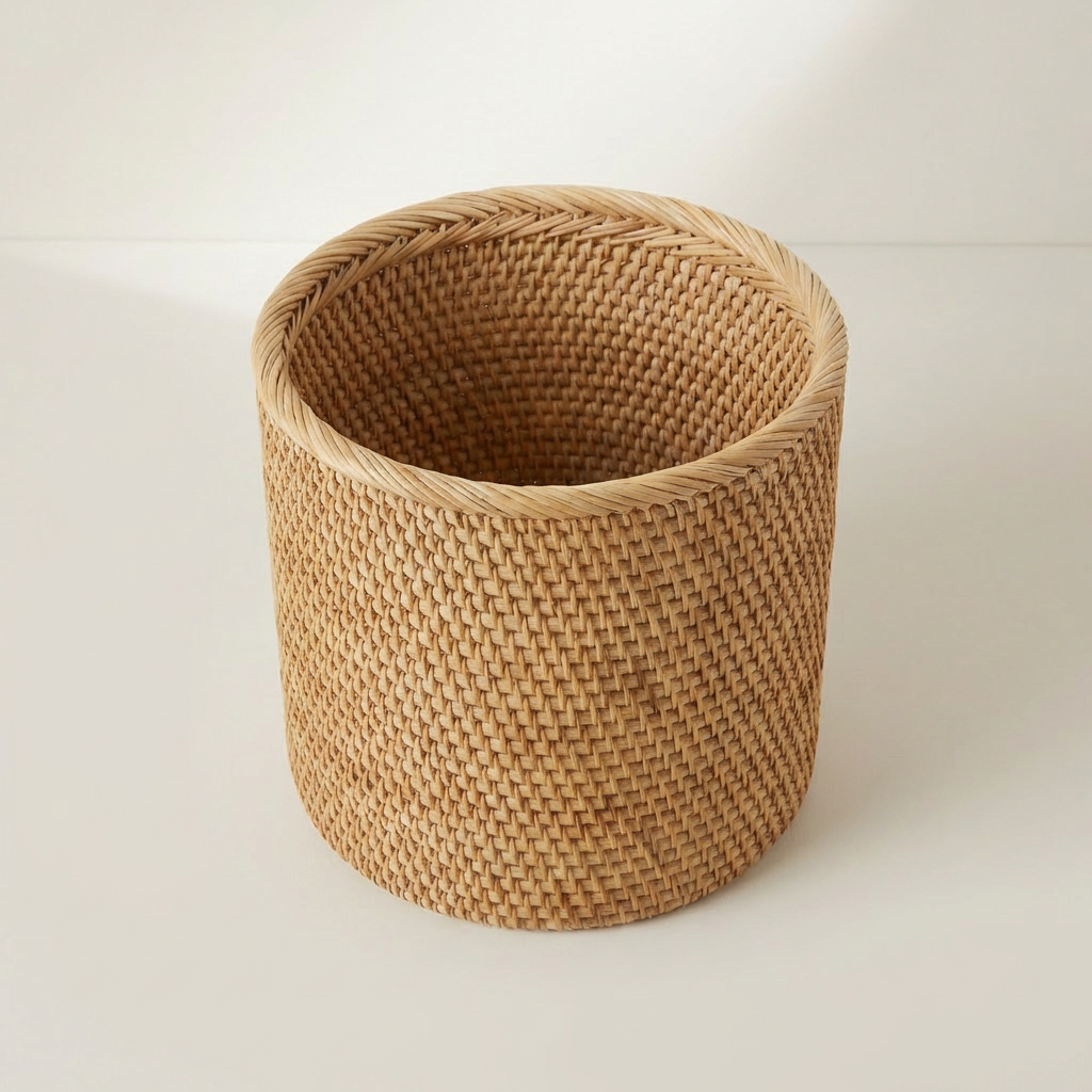 Set of 5 rattan storage baskets for home organization