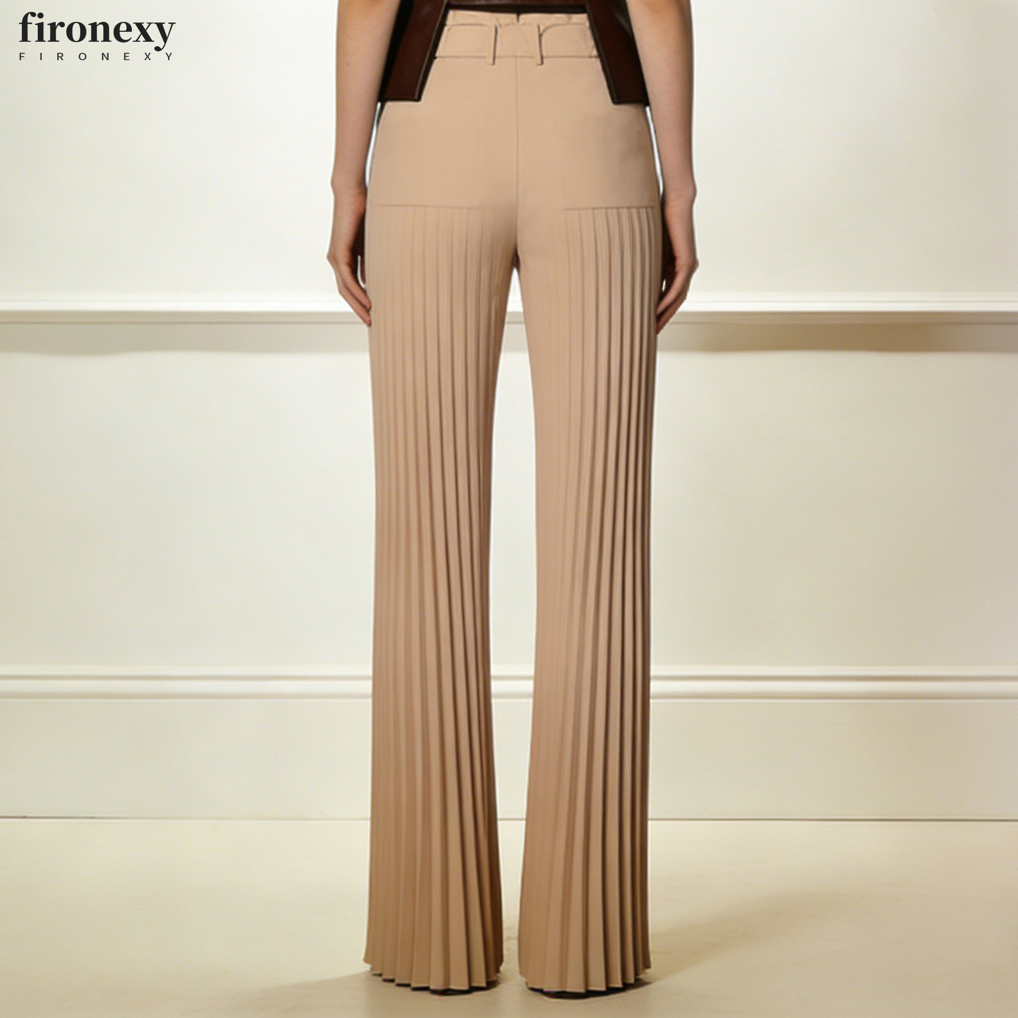 편안한 핏의 여성 와이드 팬츠 착용샷