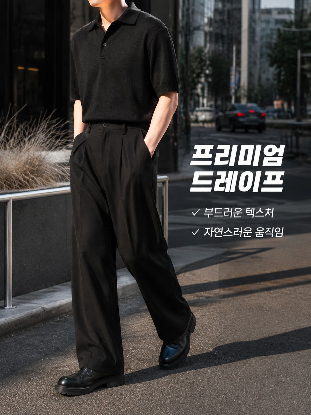 남자 와이드핏 정장바지 캐주얼 통바지 슬랙스