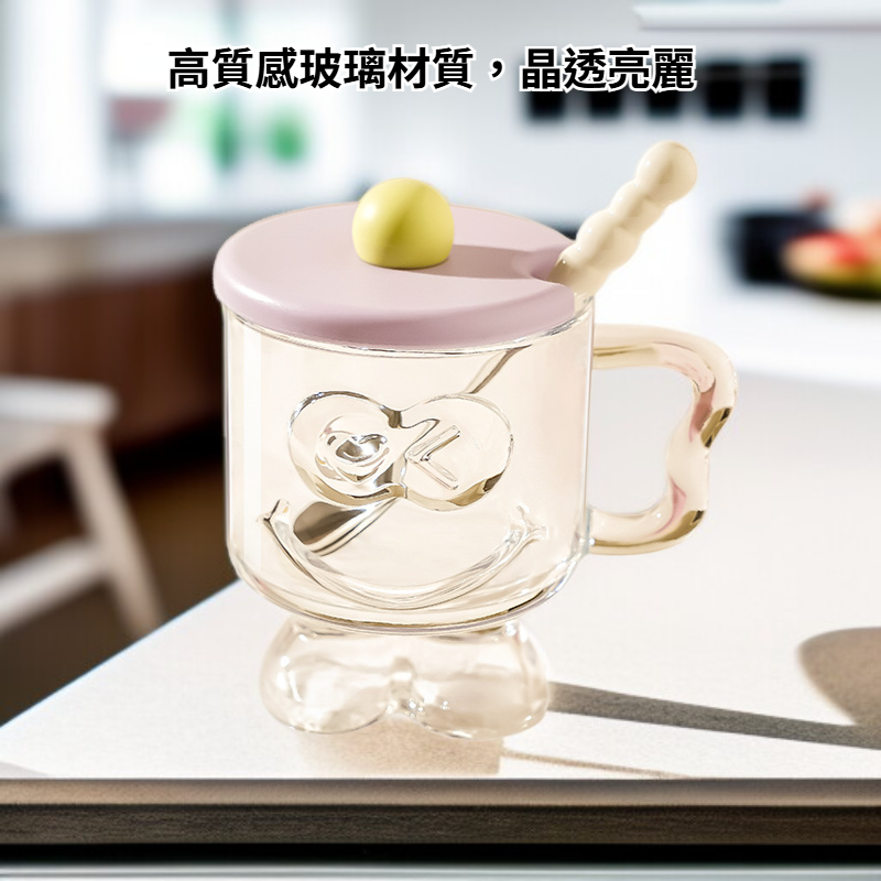 高質感玻璃飲品杯風帶蓋高腳甜品杯