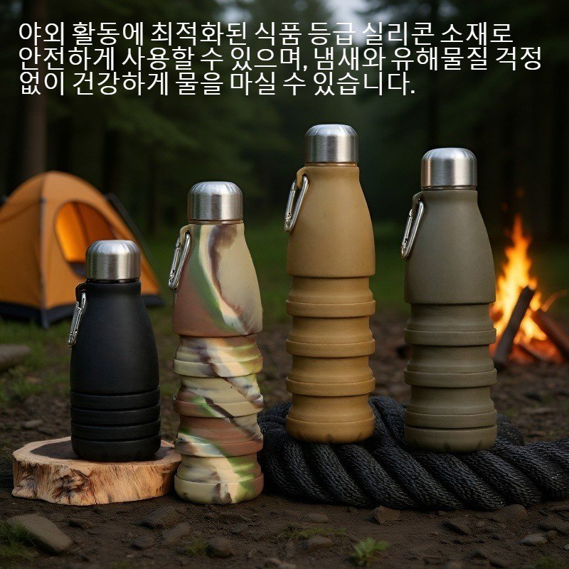 야외용 식품 등급 실리콘 휴대용 접이식 스포츠 물병