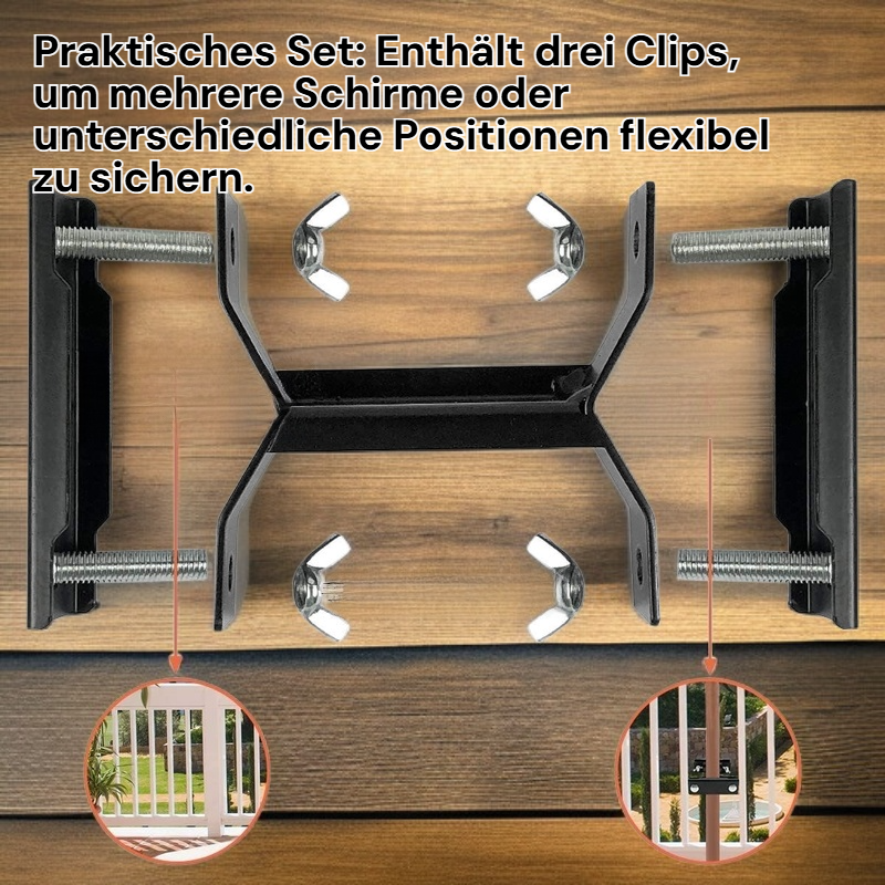 Garten Sonnenschirm Befestigungsclips, 3-teiliges Set für Schirmstangen