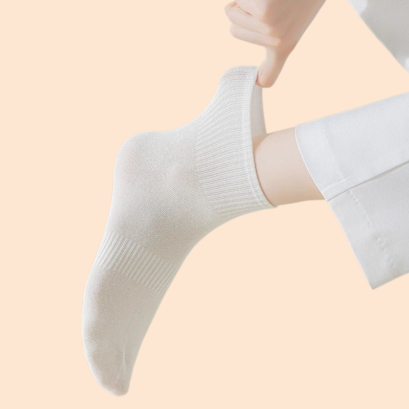 女性用純綿ソックス・無地・吸汗・通気性・カジュアル薄手ミドル丈