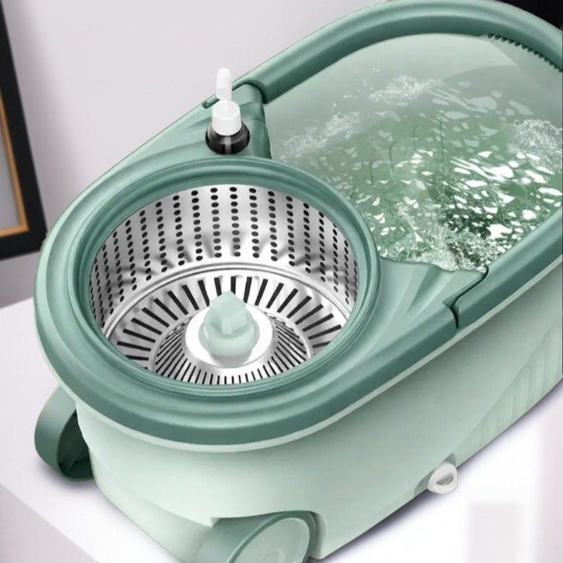 Cubo y fregona para el hogar, fregona perezosa todo en uno, separación húmedo-seco giratoria