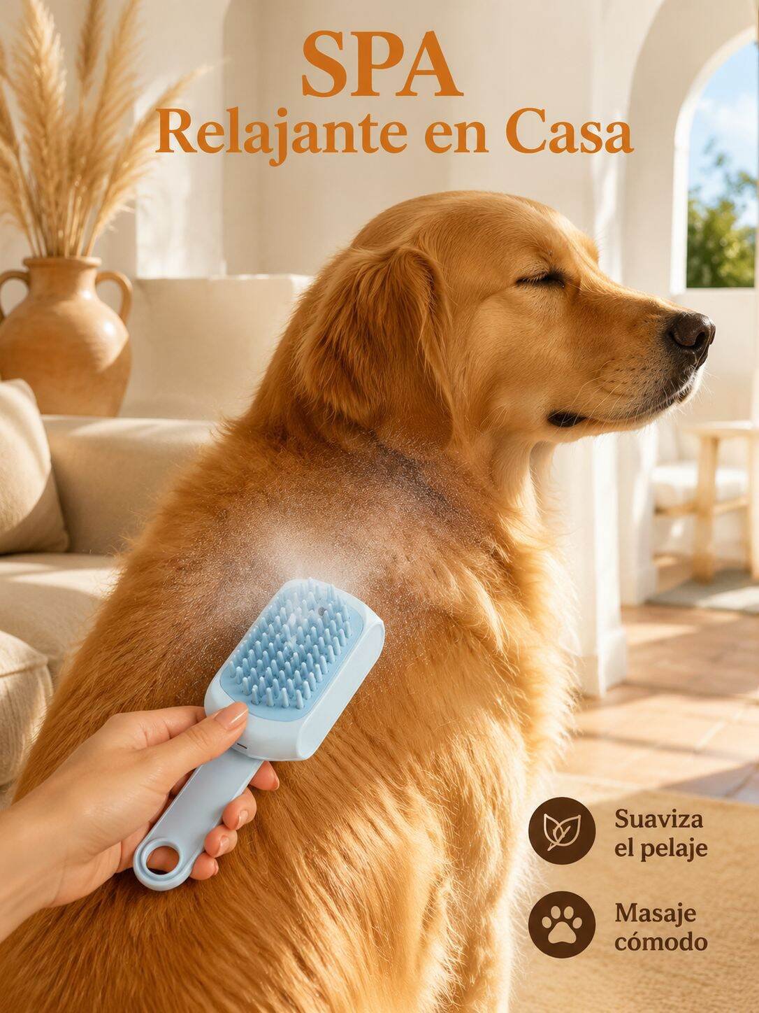 Peine Automático con Spray para Mascotas