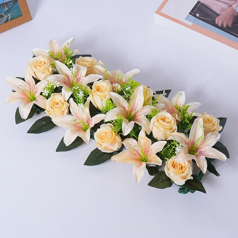 プラスチック製造花バラとユリのセット