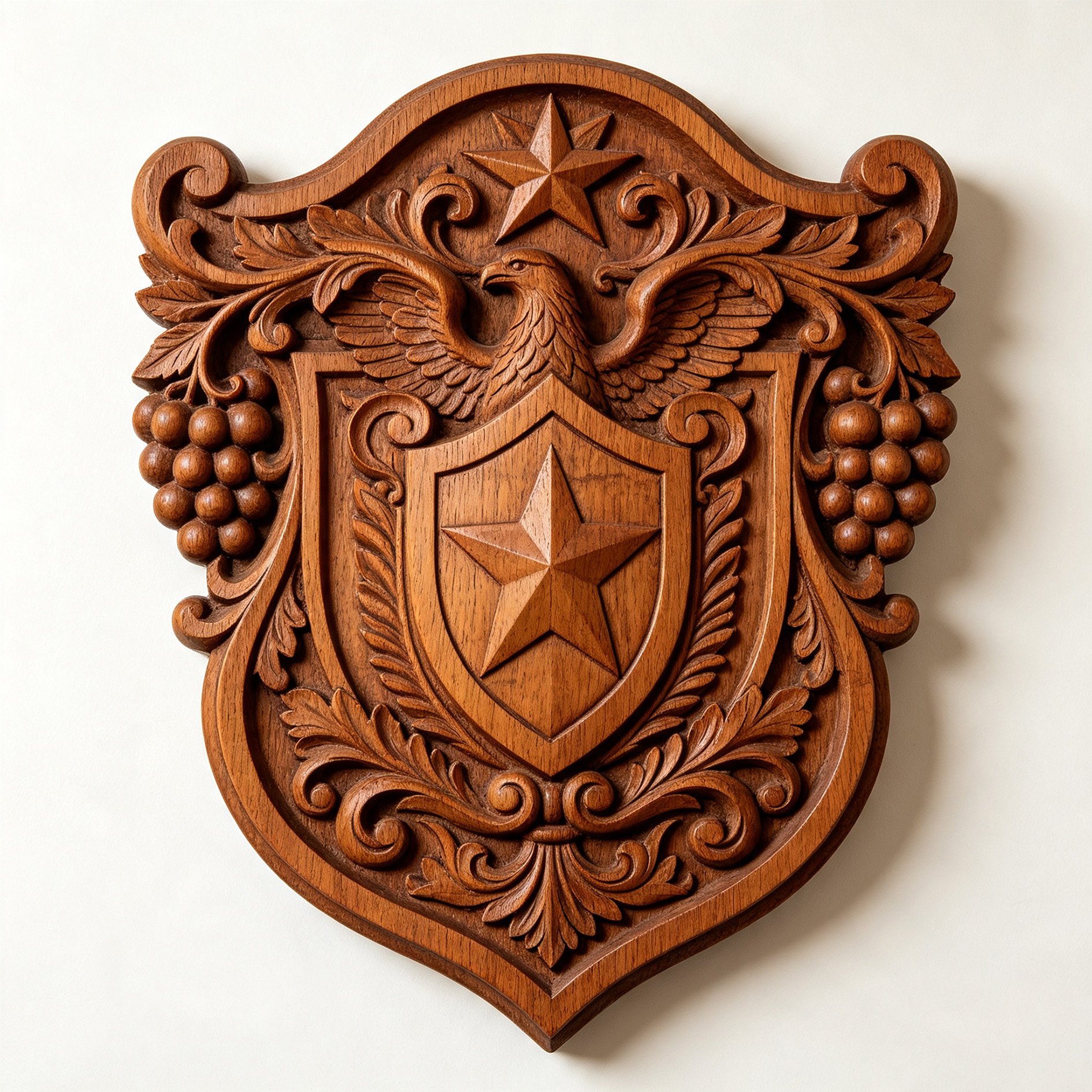 Eagle Star Wooden Carved Shield