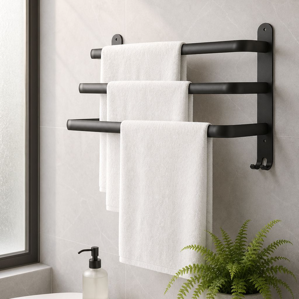 Porte-serviettes, étagère de salle de bain, sans perçage, étagère de rangement, porte-serviettes com
