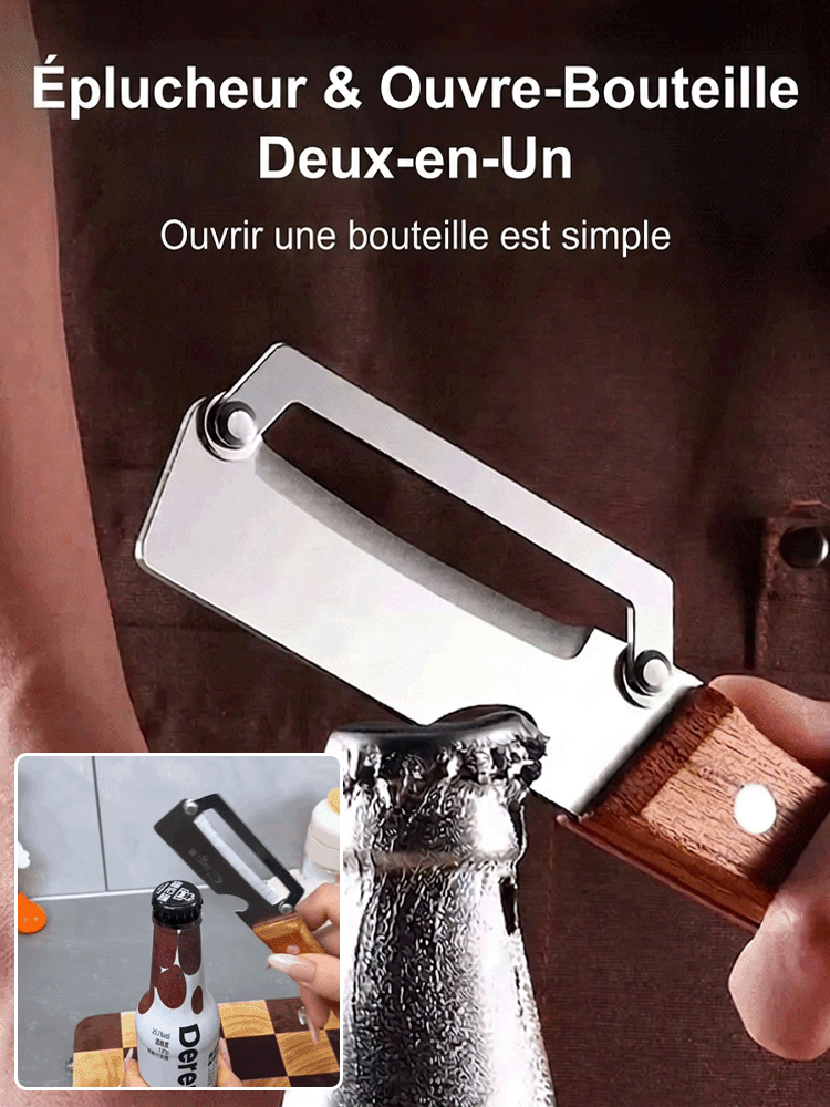Nouvel éplucheur multifonctionnel à manche en bois Capybara