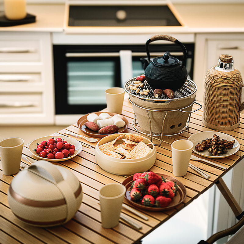 مجموعة أطباق محمولة متعددة الوظائف، مناسبة للنزهات والتخييم