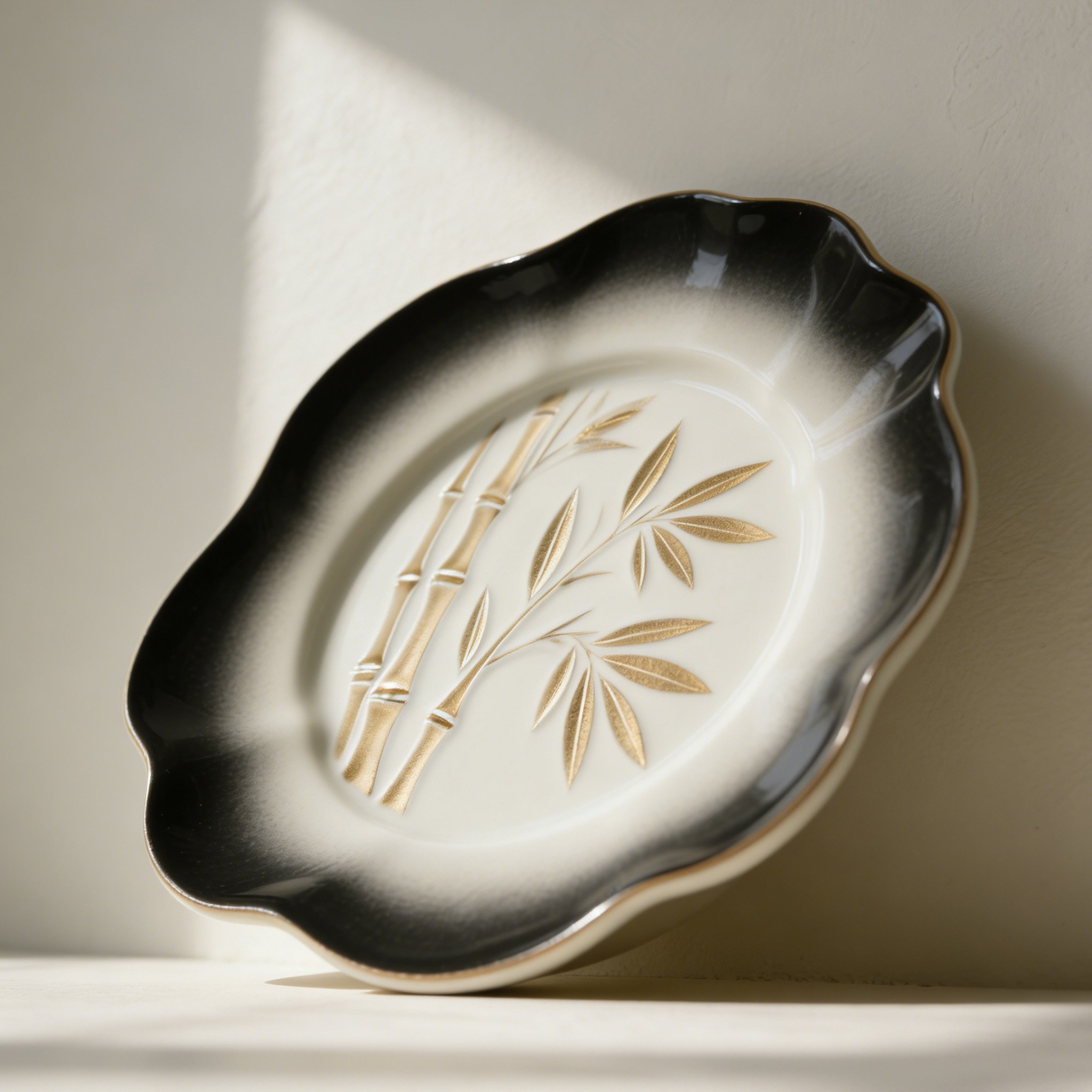 เซตจานเซรามิคสไตล์ญี่ปุ่นลายไม้ไผ่