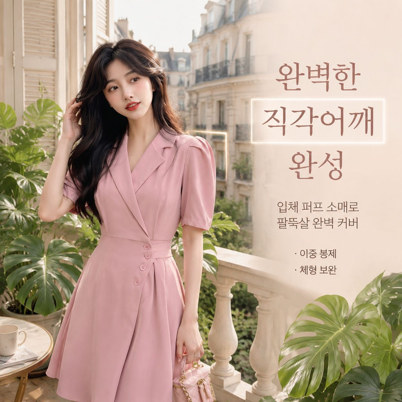 여름 패션 공작 단추 언밸런스 A라인 스커트 허리 슬림 원피스