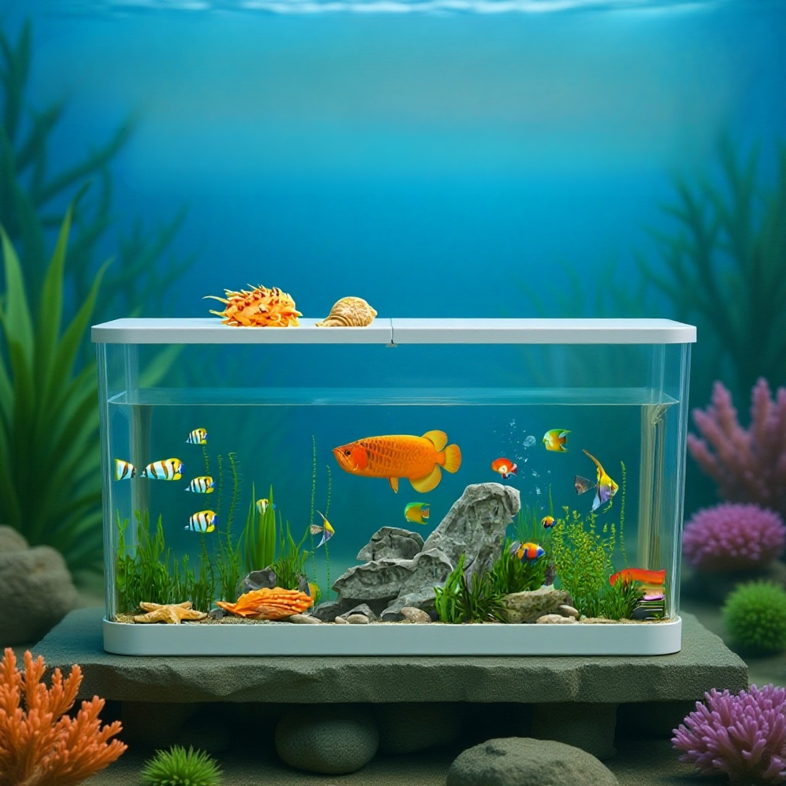 Acuario ecológico de plástico para mascotas, multifuncional, para criar peces y tortugas en el hogar