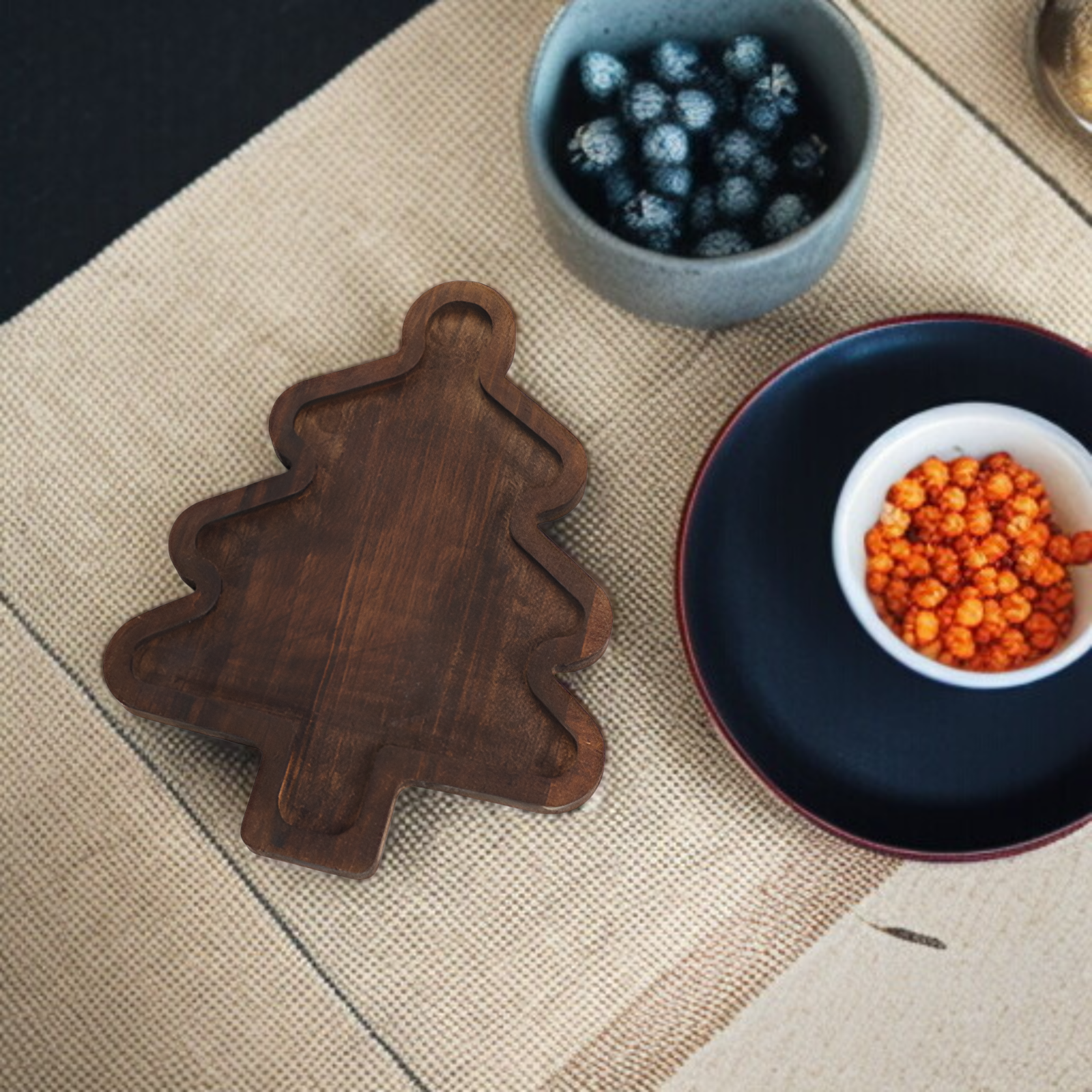 聖誕樹造型木質水果盤細節圖