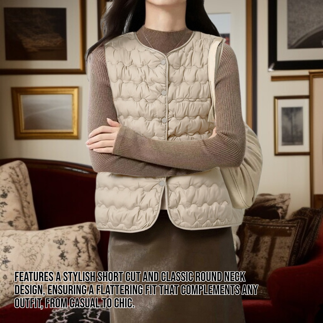 Women's short round neck warm cotton vest