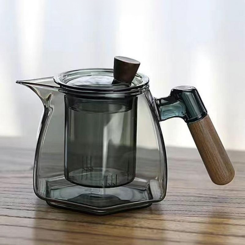 玻璃實木手柄泡茶器
