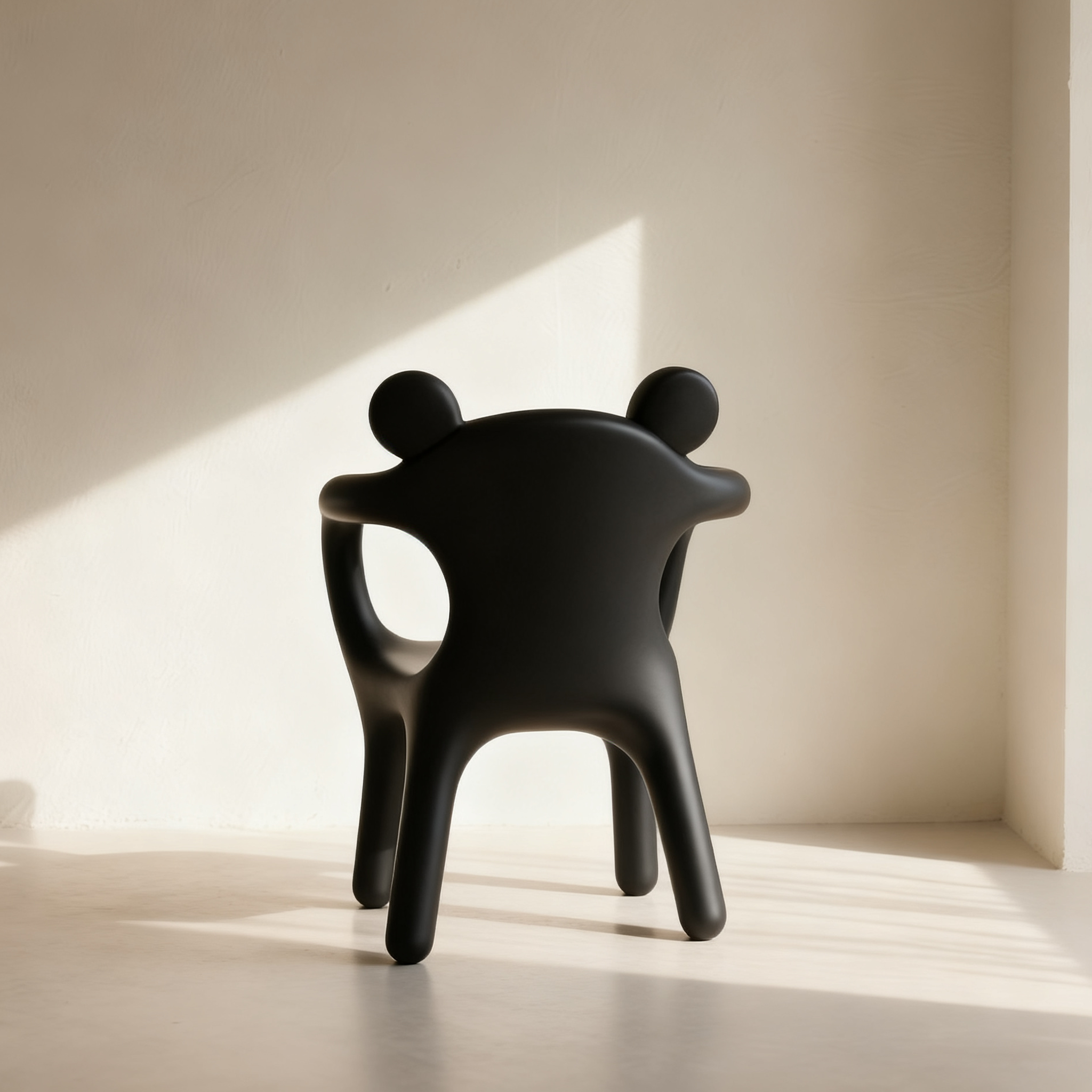 어린이 방에 놓인 귀달린 플라스틱 의자