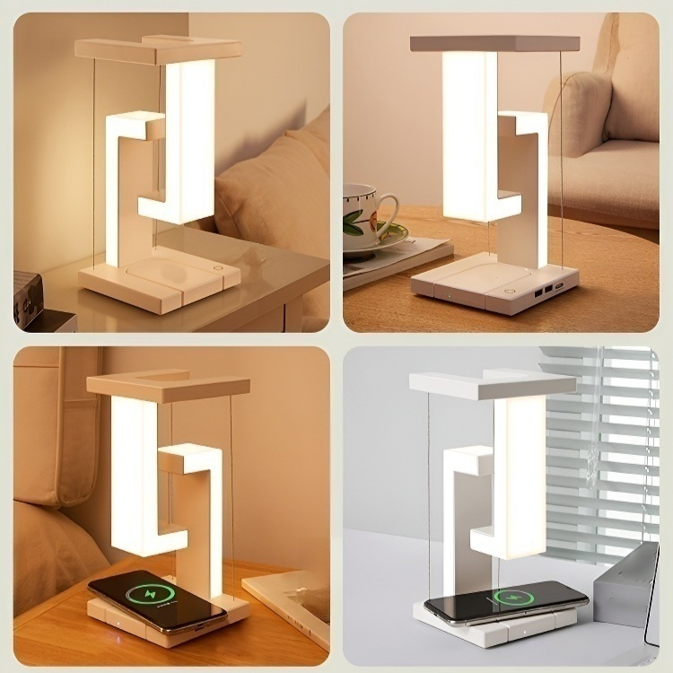 Lámpara LED con mecánica de carga y suspensión inalámbrica