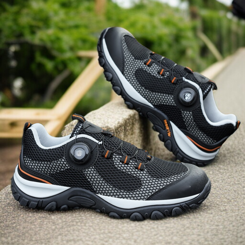 安全靴労働保護靴防咬・防穿ロートップ快適で通気性の良い回転バックル安全靴 冬用滑り止め安全靴