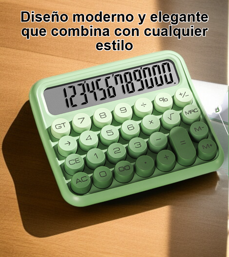 Vista superior de mini calculadora portátil compacta