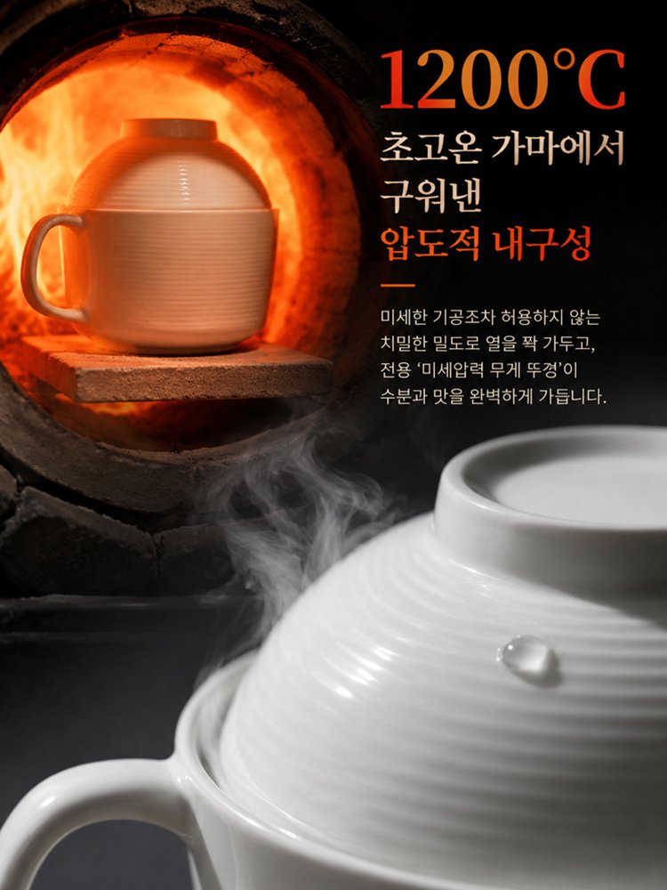 1200도 고온 소성 미세압력 도자기 찜컵 화이트