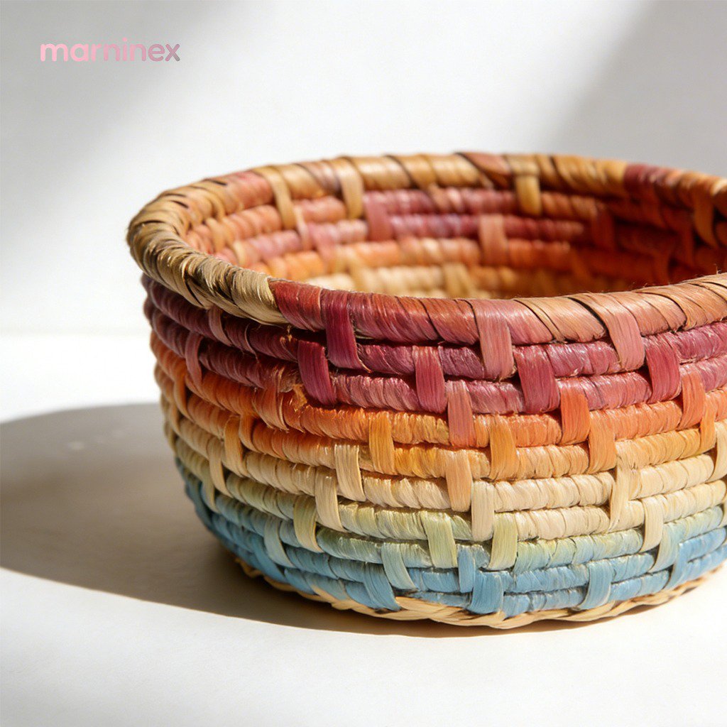 Cestas de almacenamiento de escritorio de ratán natural en conjunto de 3 piezas