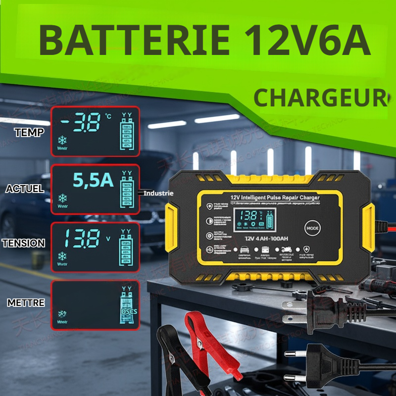 Chargeur de batterie de voiture 12V automatique haute puissance, réparation batterie stop&start