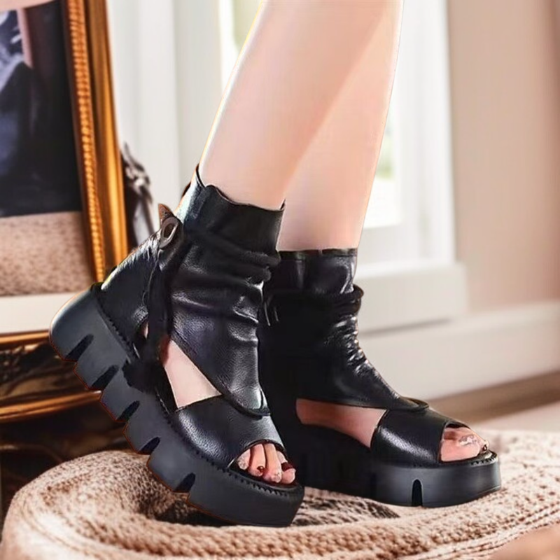 Summer Women's High-Cut Platform Roman Sandals, Stylish Wedge Open-Toe Design