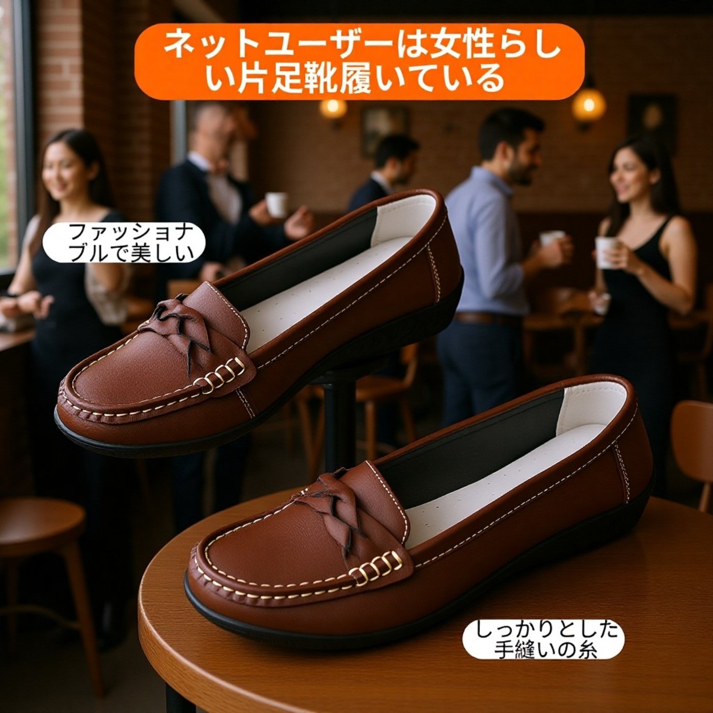 カジュアルフラットレディースシューズ