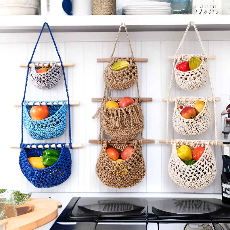 노르딕 스타일 손으로 짠 보헤미안 벽걸이 바구니 