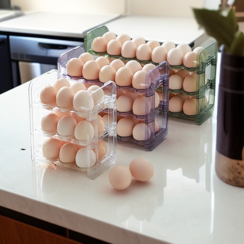 กล่องเก็บไข่ติดประตูตู้เย็น ชั้นวางไข่ในตู้เย็น กล่องใส่ไข่ PET นวัตกรรมใหม่