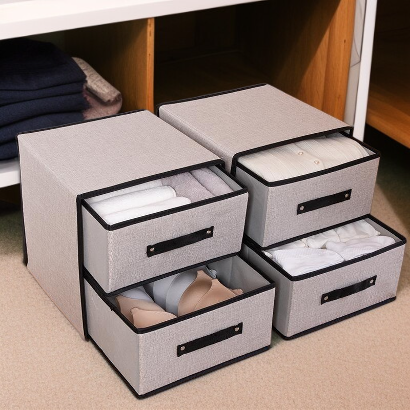 Washable fabric storage box drawer-style bra underwear clothing storage box cotton and linen box