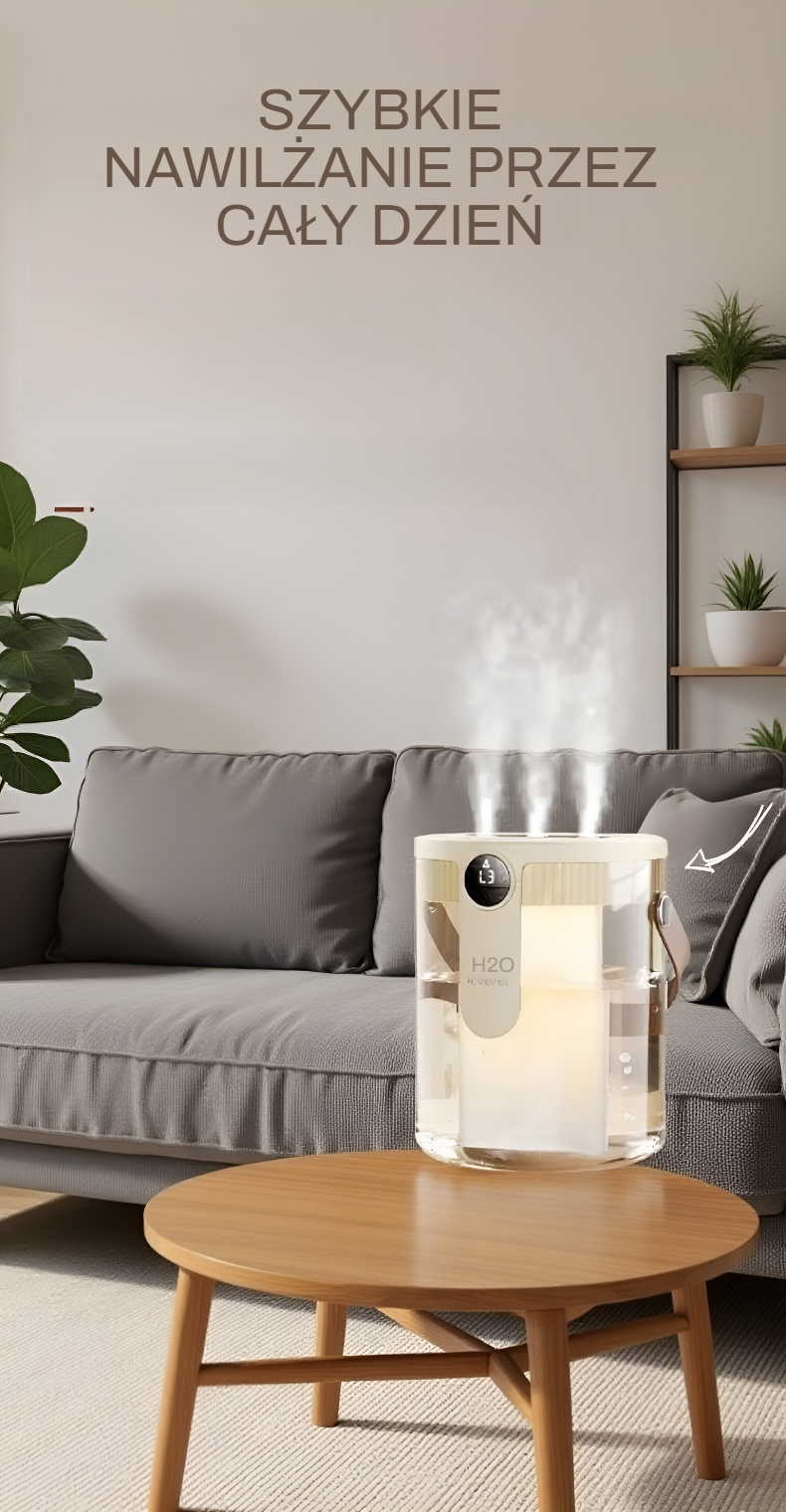 Mały nawilżacz powietrza z lampką nocną na biurku