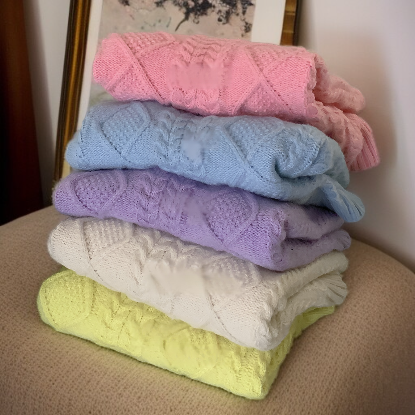 新作秋冬厚手ケーブル編みセーター女性用 ゆったりシルエット