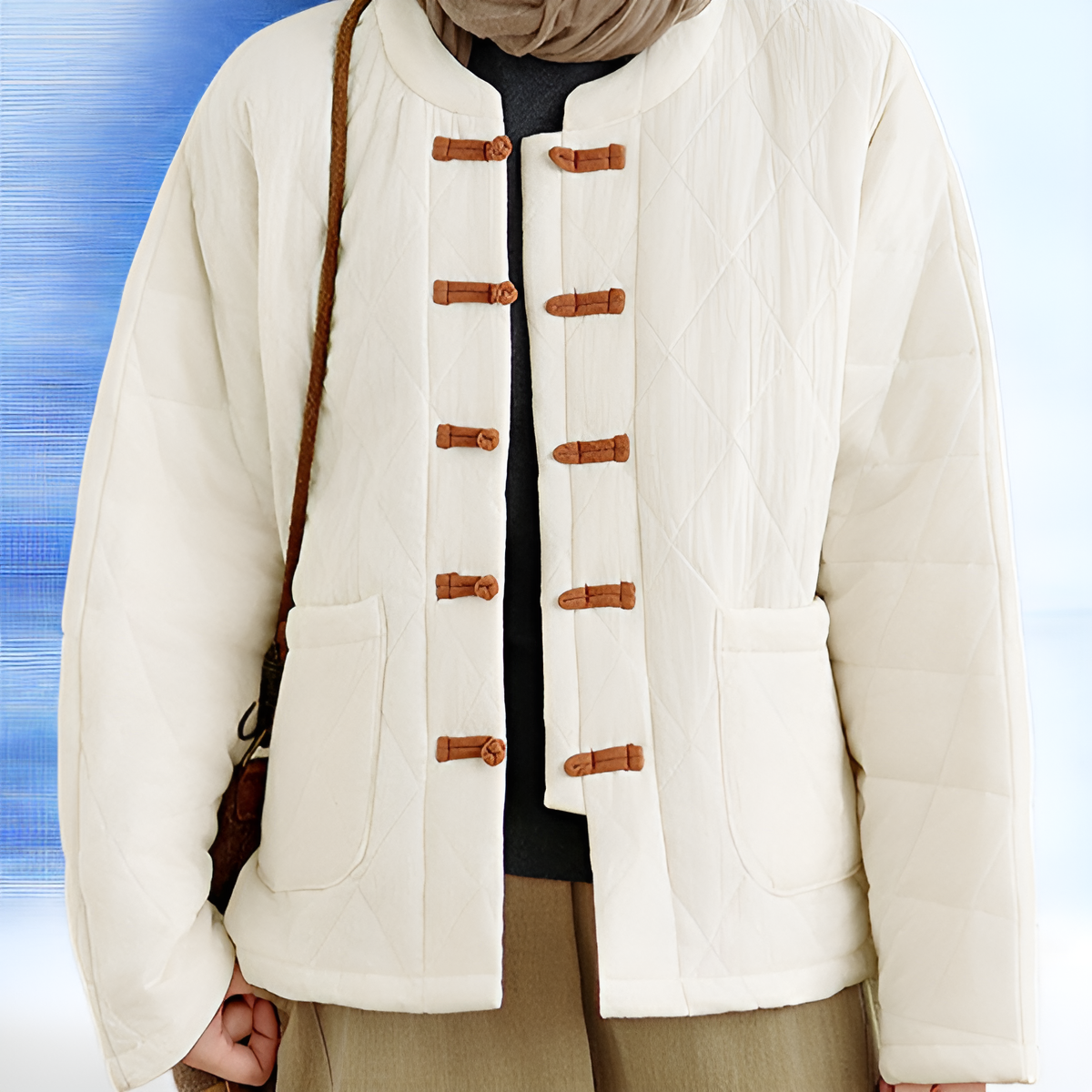 여성용 루즈핏 문학적 스타일 코튼 코트