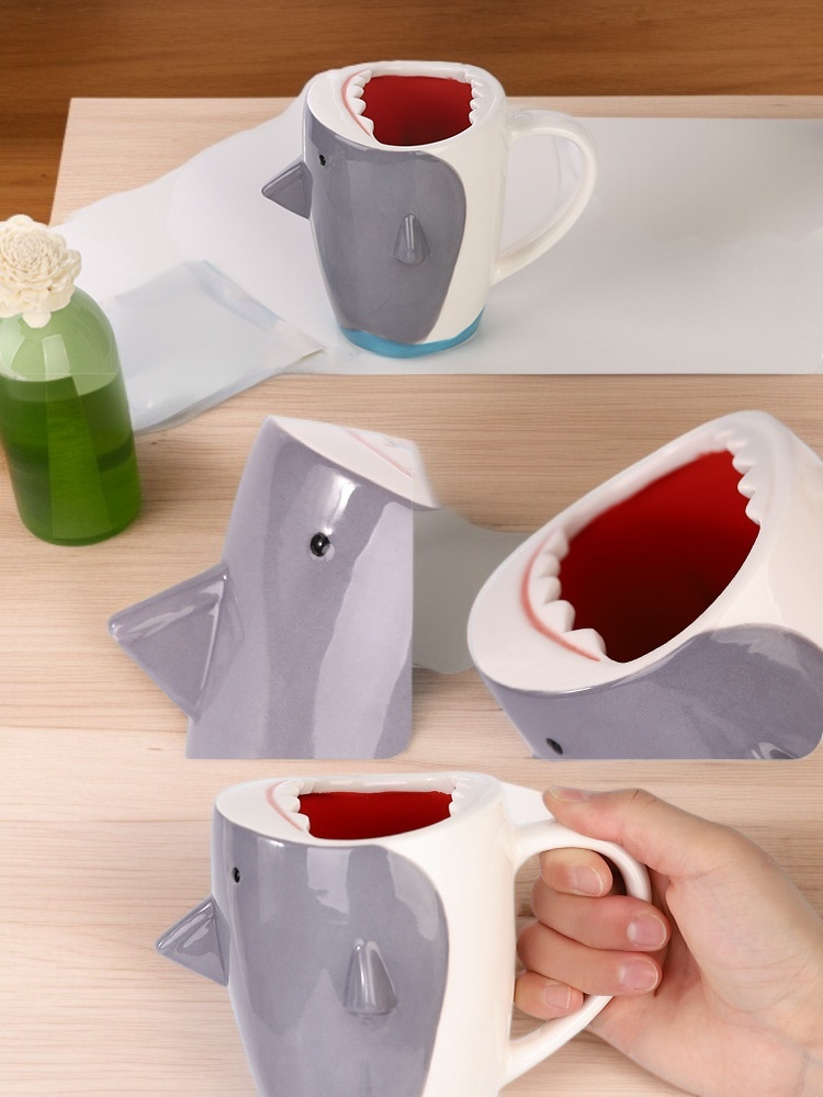 鯊魚陶瓷馬克杯正面展示