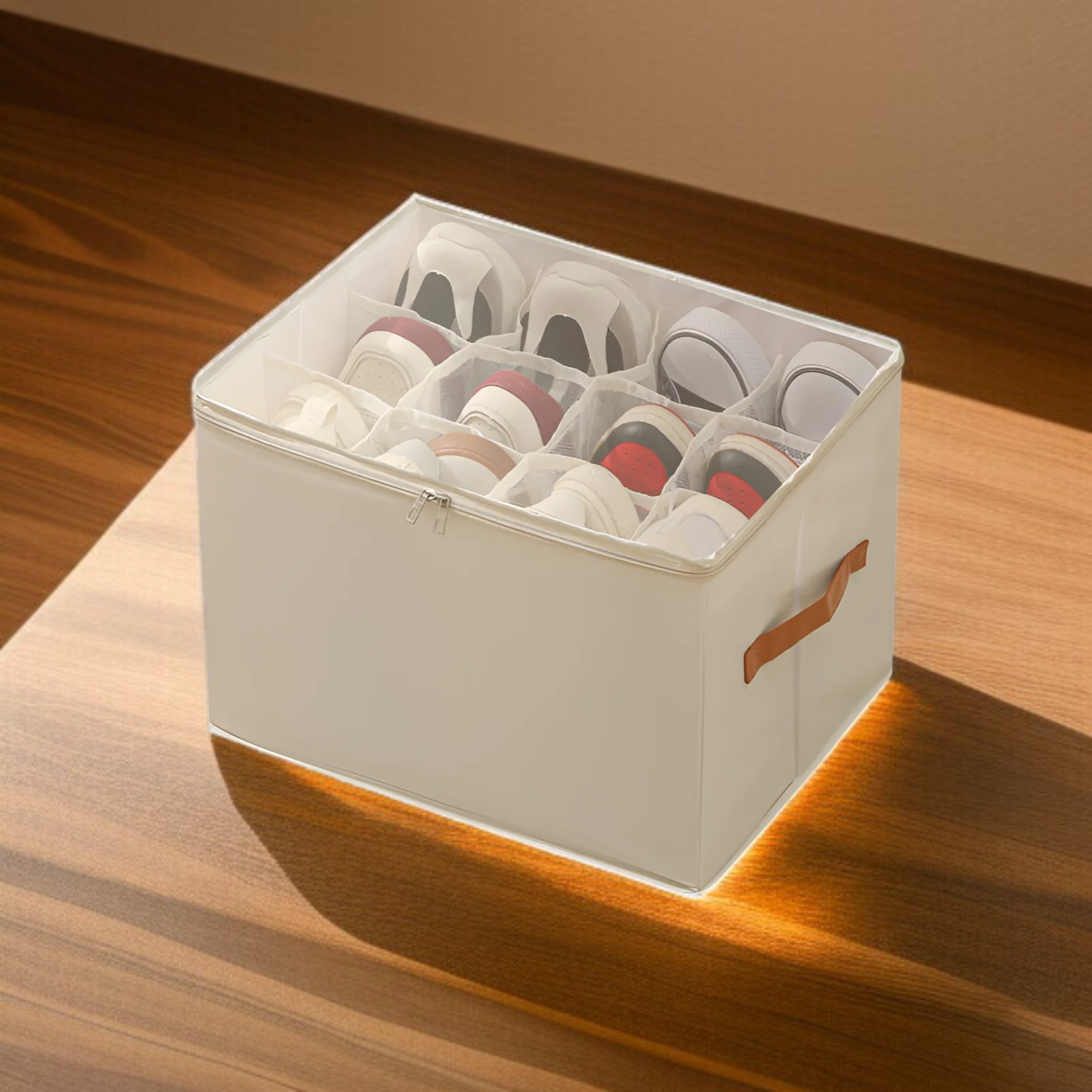 뚜껑 달린 비주얼 신발 케이스 다용도 체크 의류 수납 케이스 접이식 뚜껑 달린 비주얼 신발 케이스 신발 수납 케이스