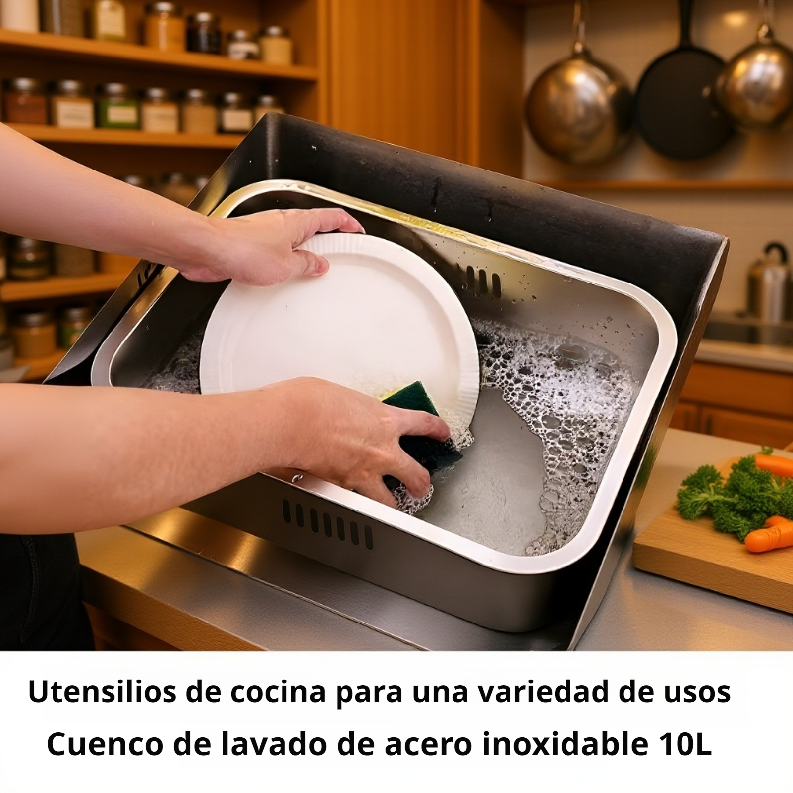 Cesta multifuncional para cocina de acero inoxidable