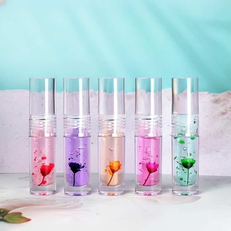 變色花卉潤唇油，日常透明潤色