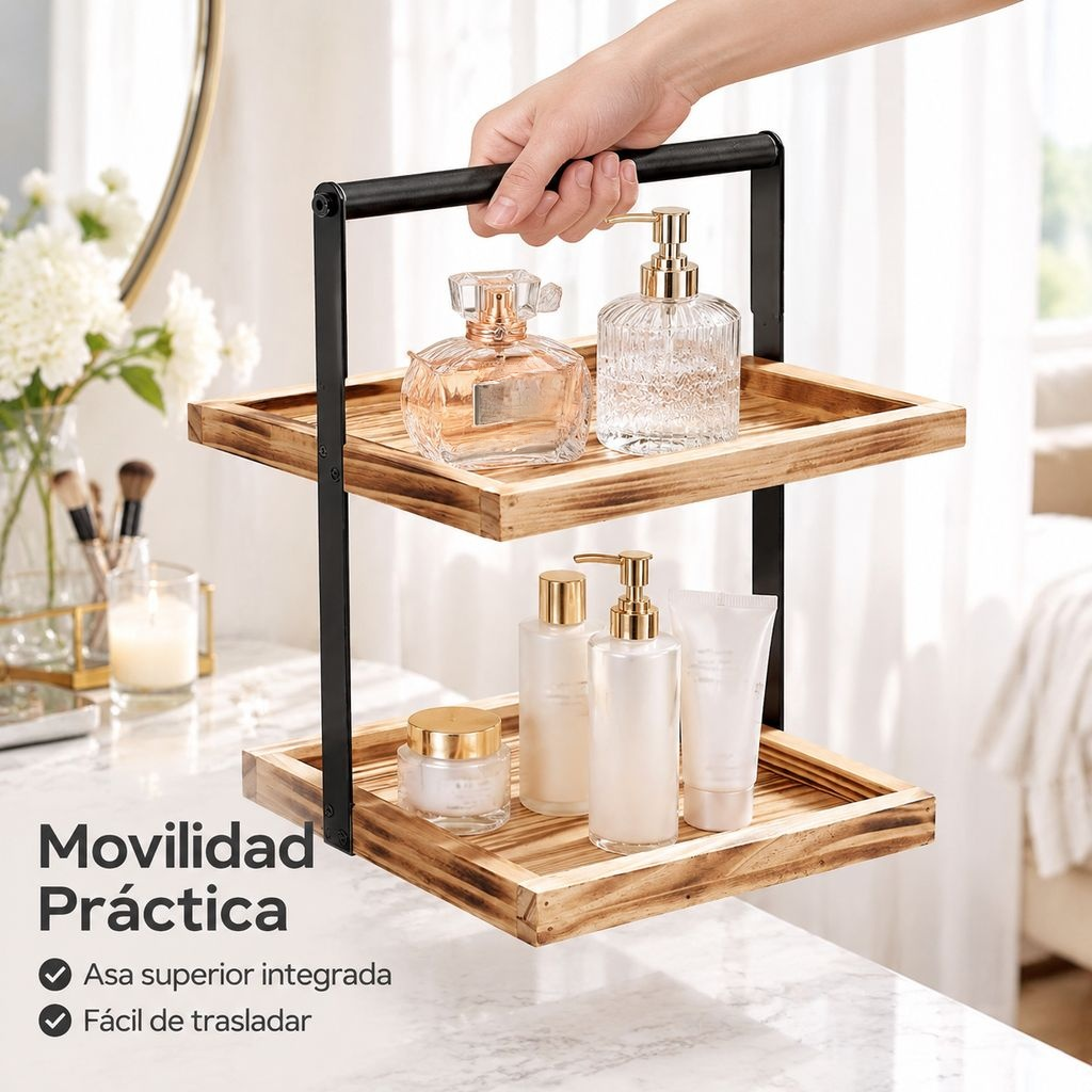 Estante organizador de baño de dos niveles