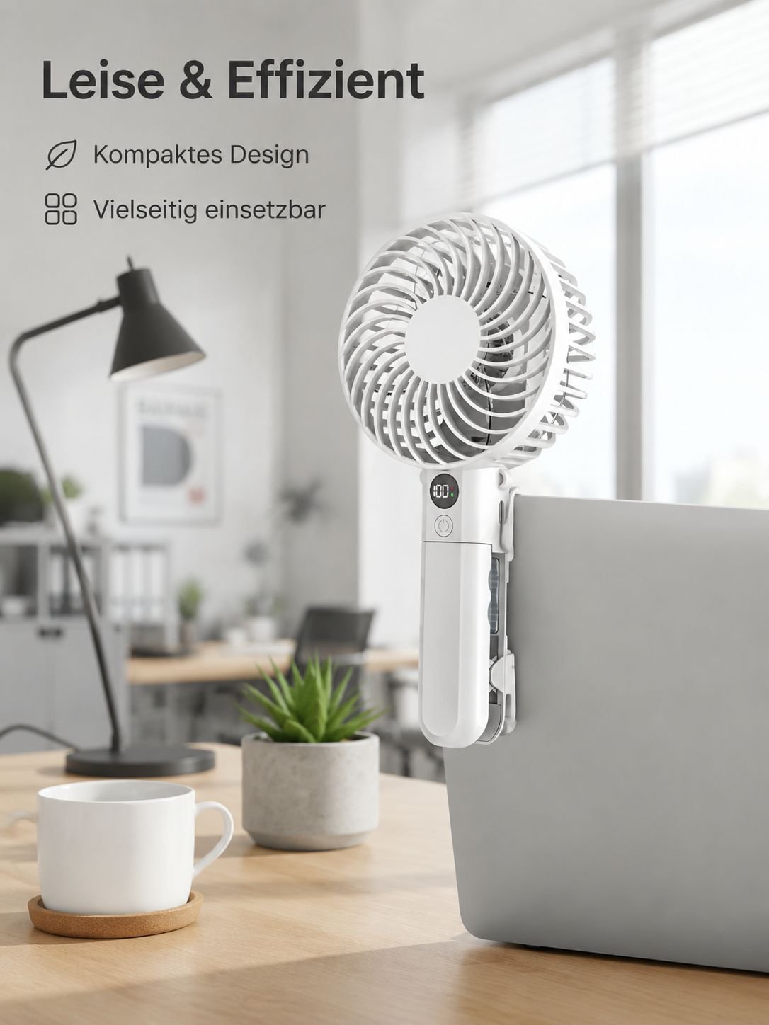 Tragbarer intelligenter Mini-Nackenventilator mit digitaler Anzeige